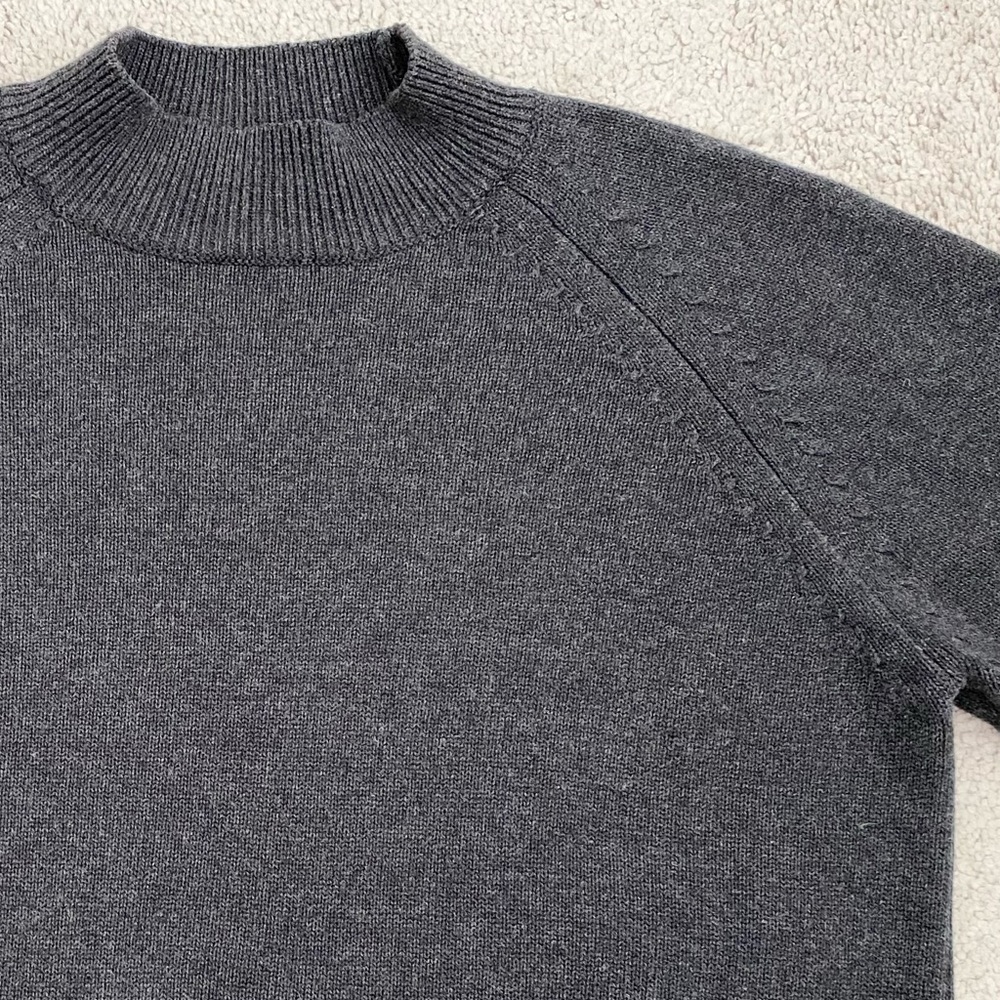 Sold Quince Organic Cotton Charcoal Grey Mock Neck Sweater Small - Picture 6 of 16